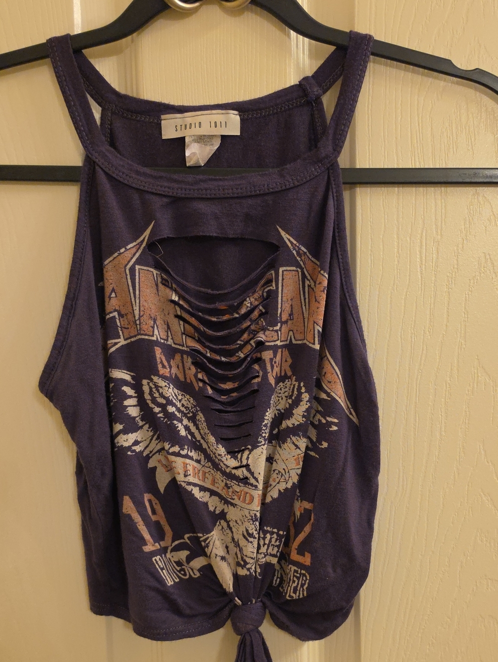 Studio 1011 Charcoal Distressed Graphic Tank Top